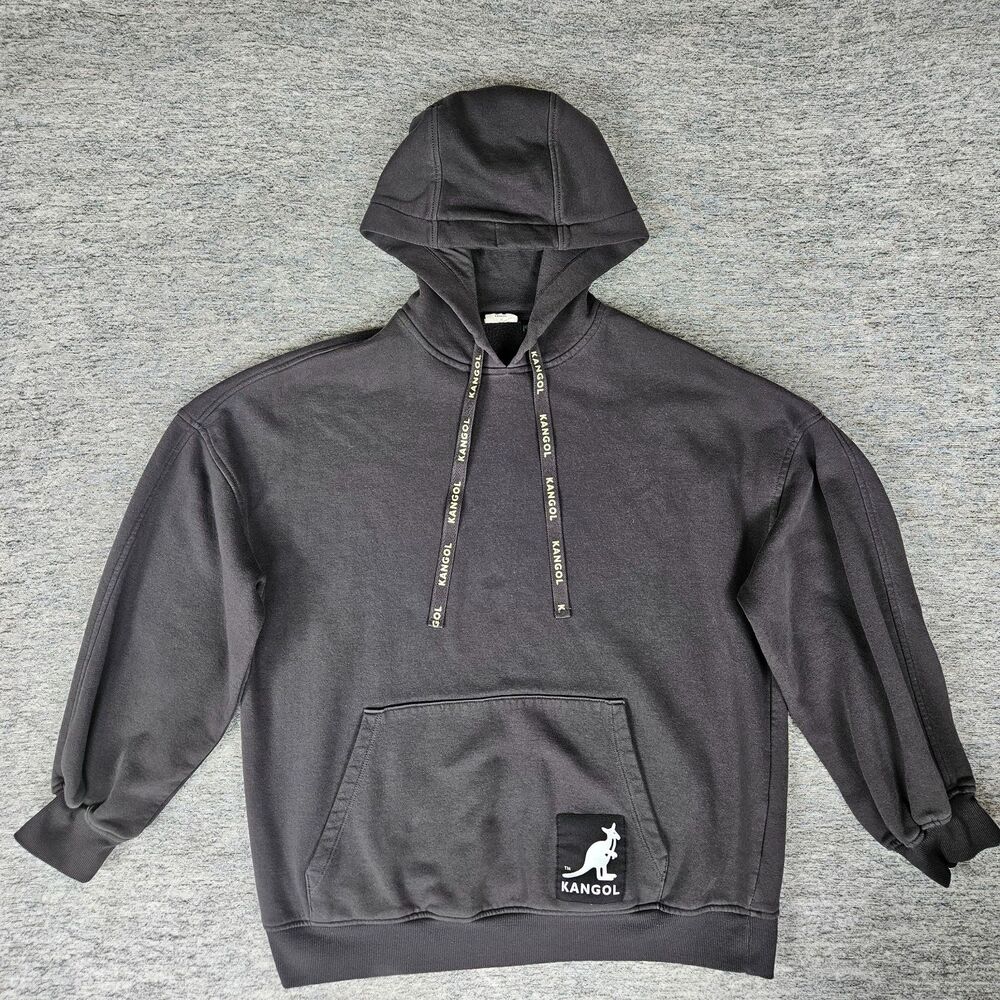 Kangol x HM Oversized Graphic Hoodie Men's Small Black Kangaroo Logo Sweatshirt